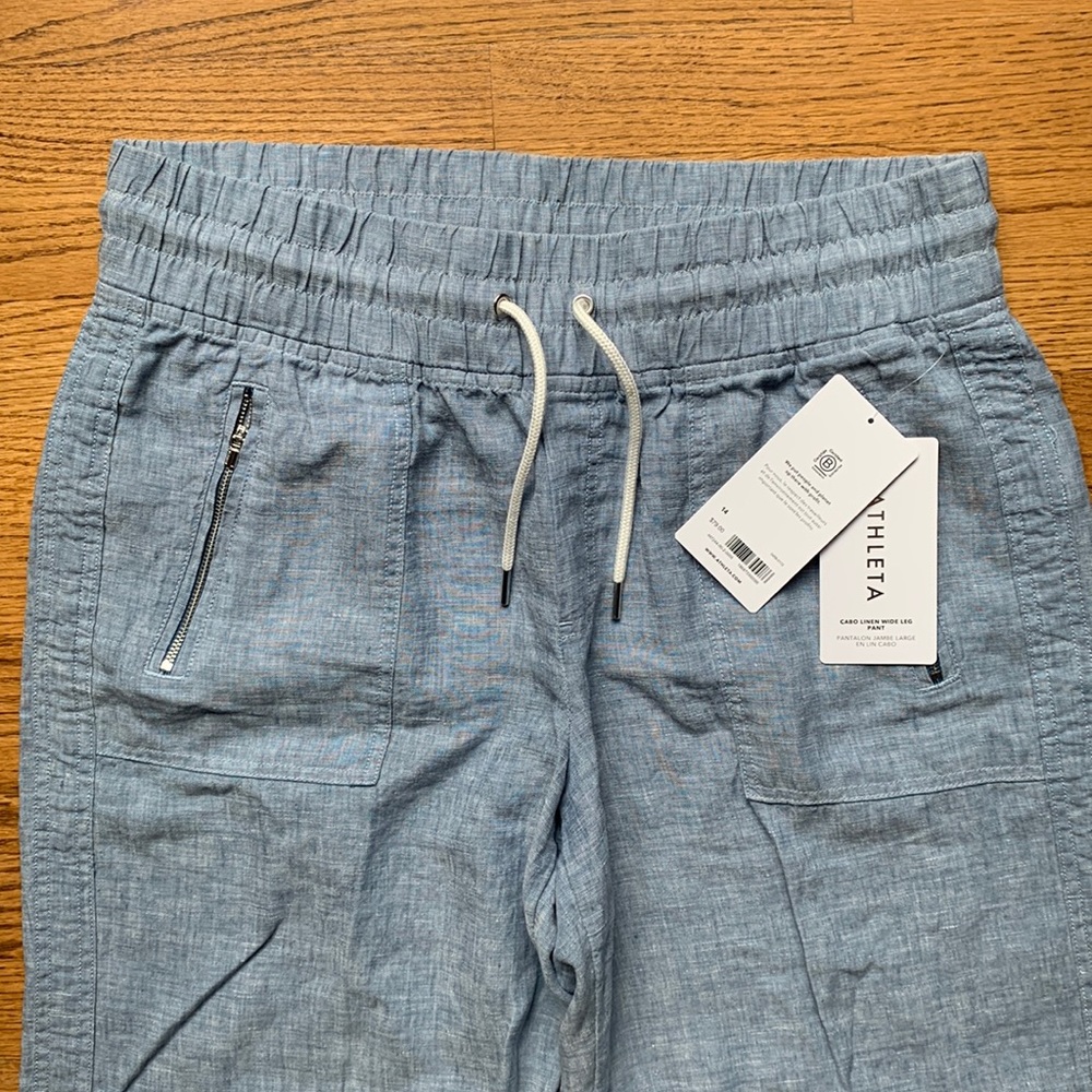 Athleta Cabo Linen Wide Leg Pant, NWT, Size 14